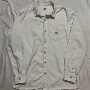 Lee Carolina Long Sleeve Work Shirt Mens Size L White/ecru